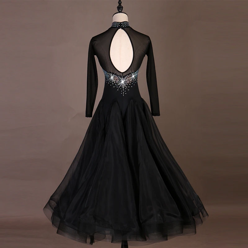 Ballroom dance competition dress standard dresses modern dance costume ballroom waltz dress blue black mq205