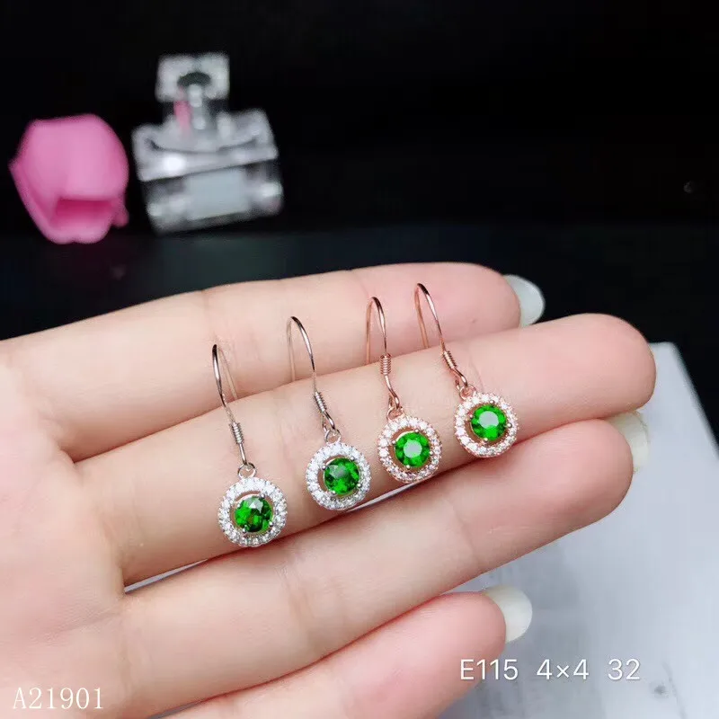 

KJJEAXCMY Supporting Detection of 925 Silver-inlaid Natural Diopside Woman Earrings