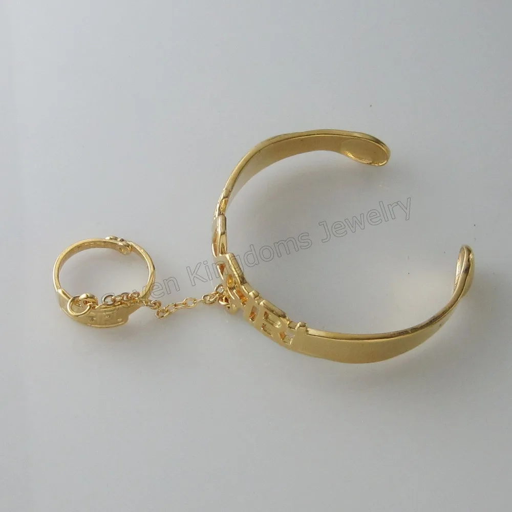 CHILD BABY BANGLE WORD MY GIRL MY BOY MY BABY HOLLOW YELLOW GOLD COLOR OPENED WITH ADJUSTABLE MATCHING RING GREAT GIFT