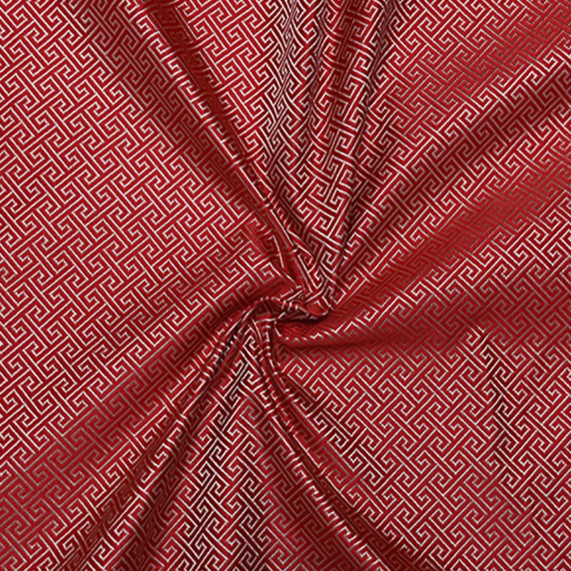 new arrival brocade red background The Great Wall grid fabric for patchwork tissue telas bed sheet children cloth 100x75cm