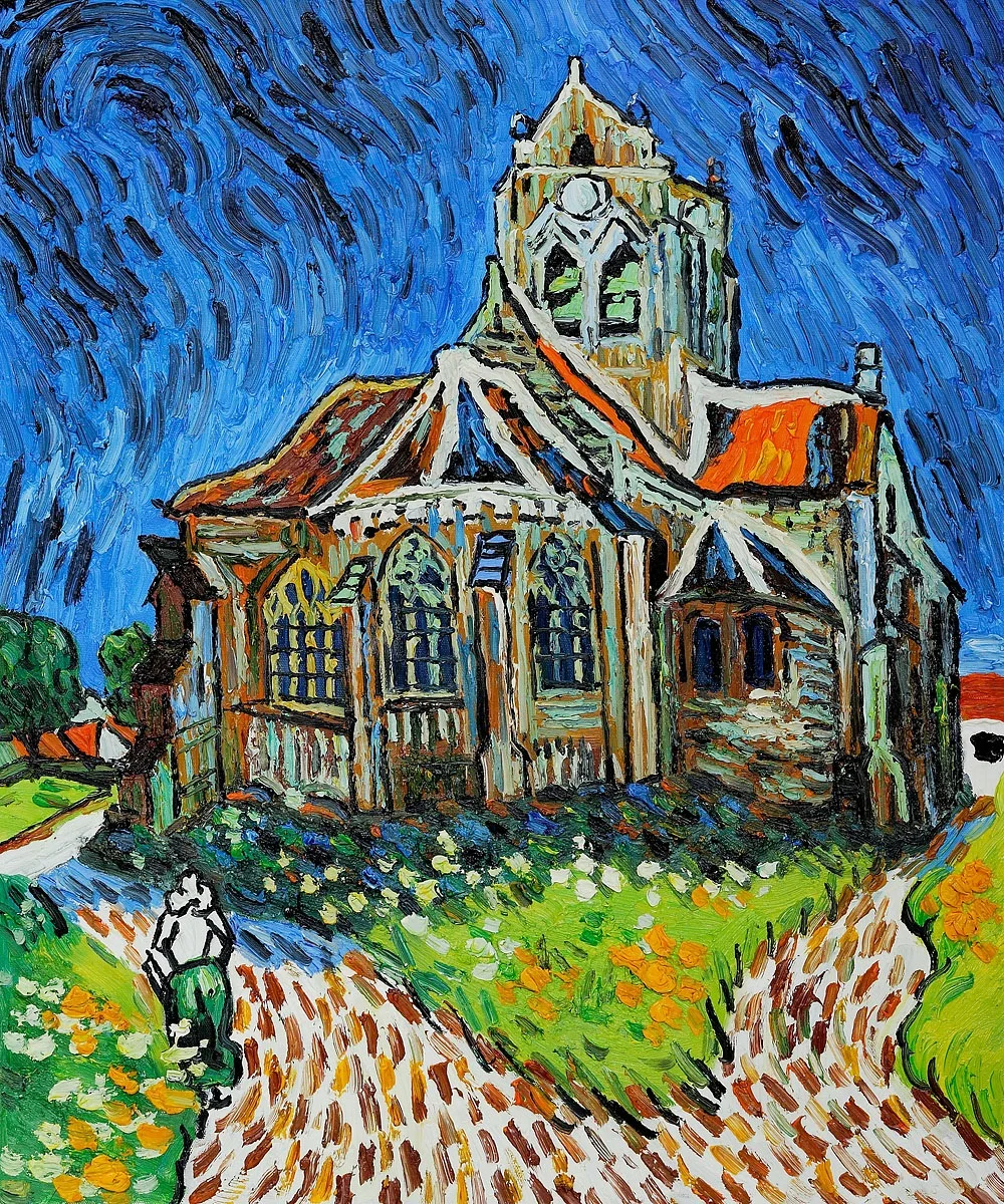 High quality Oil painting Canvas Reproductions The Church at Auvers by Van Gogh Painting hand painted