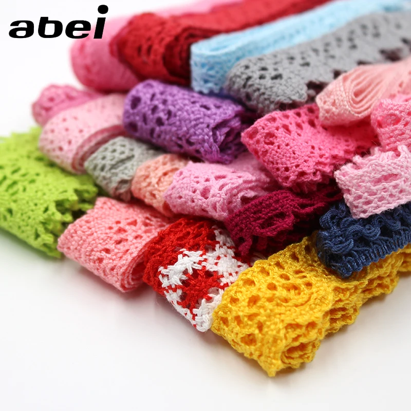 1-3cm 30yards/lot Random Mix Colors 100% Cotton Lace Ribbon Trims Hometexile Clothes Wrap Edge Fabric Handmade Wedding Craft