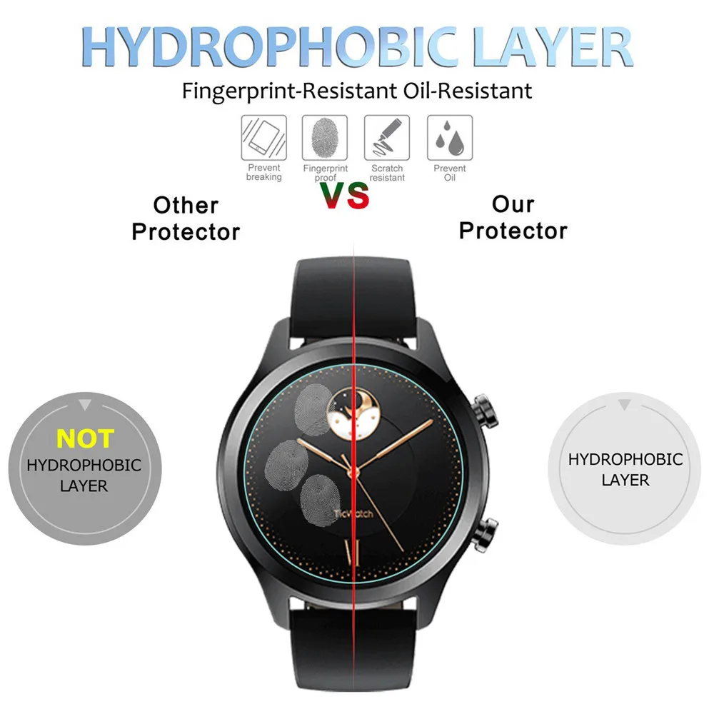 2.5D Premium กระจกนิรภัยสำหรับ Ticwatch C2 Clear 0.3Mm กระจกนิรภัยป้องกันหน้าจอป้องกันการระเบิดป้องกันแผ่นฟิล์มกันรอย Guard