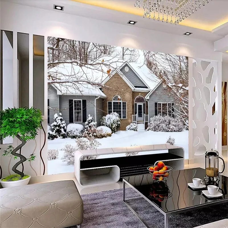 

Eastern European Village Winter House HD Professional Production Wallpaper Mural Custom Home Wall