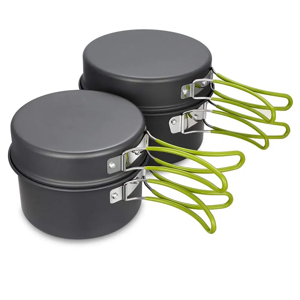 17 Pieces Backpacking Cooking Picnic Bowl Pot Pan Set Cookware Mess Kit Knife Spoon Cooking Equipment Lightweight Stackable Pot