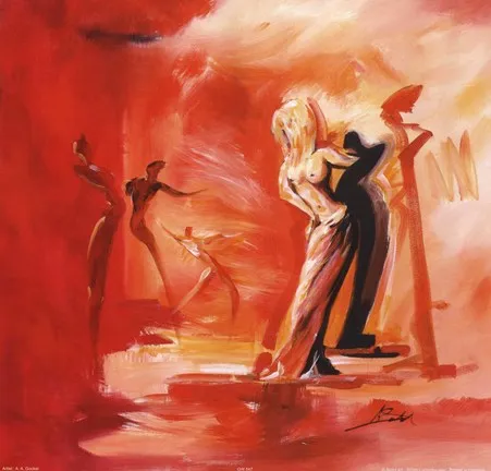 High quality Oil painting Canvas Reproductions Romance in Red I by Gockel Alfred hand painted