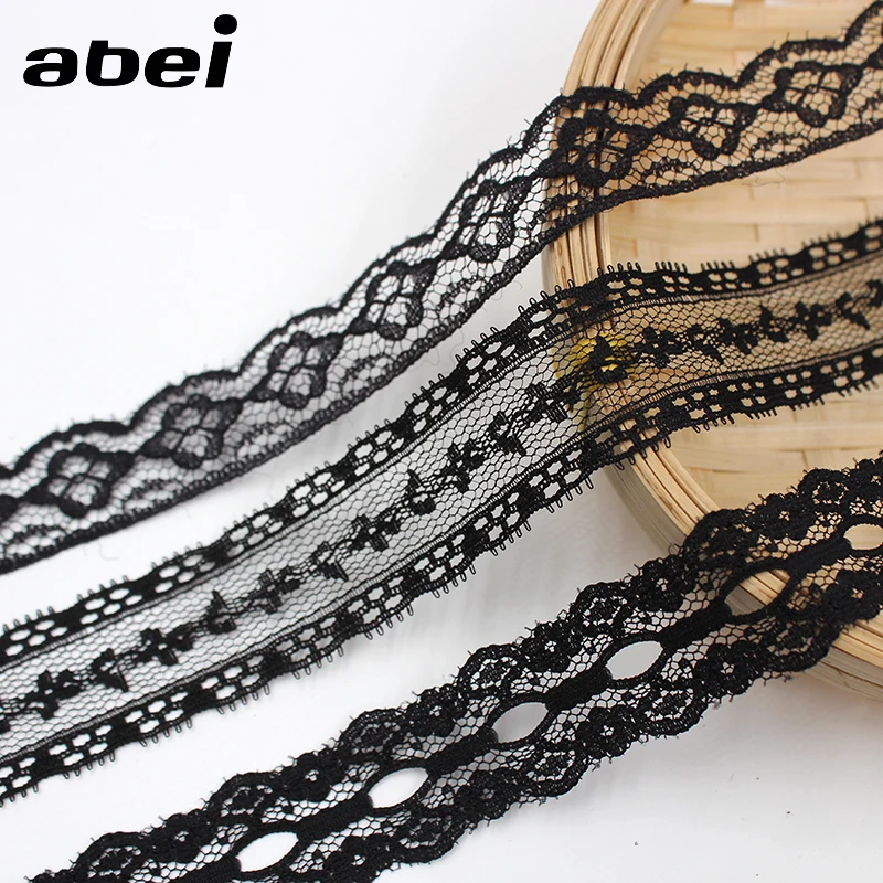 10Yards/lot Polyester Black Lace Trims DIY Wedding Party Crafts Garment Embellishment Flower Wrapping Ribbon Sewing Fabric Tape