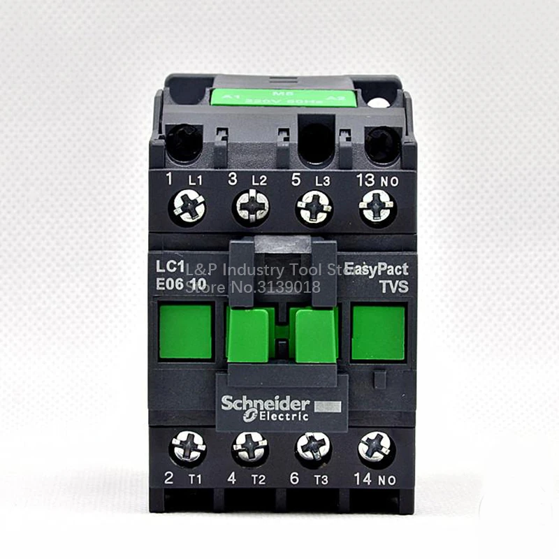 Original Schneider Electric LC1E0610M5N 2.2KW-380V 6A Contactor Coil AC 220V 110V 380V 1NO LC1N0610M5N Contact Devices Din Rail