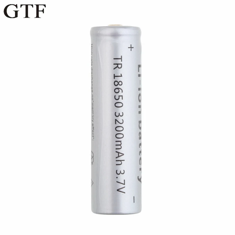 GTF 18650 lithium battery 3200mAh lithium battery 3.7 V bright flashlight grey Rechargeable Battery