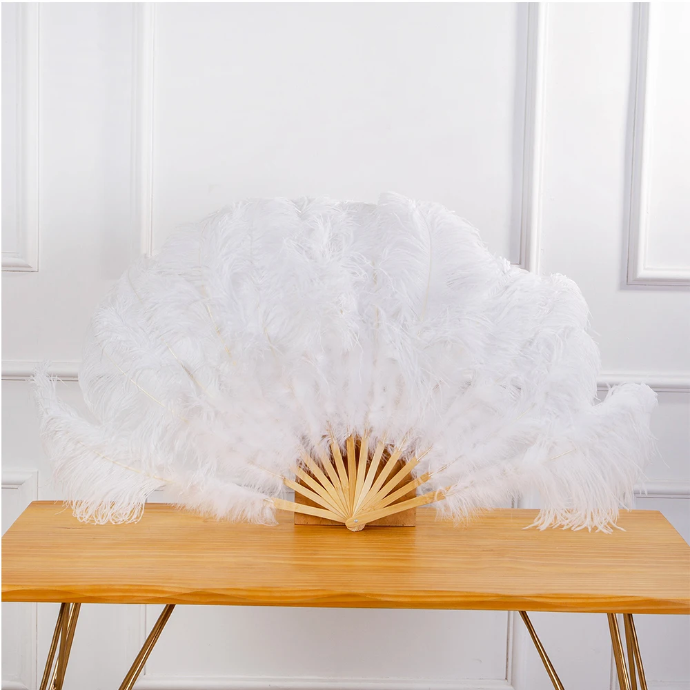 Ostrich and Marabou Feather Fan Burlesque Showgirl & Boudoir Decorative Feather Fan Dance Party Wedding Props