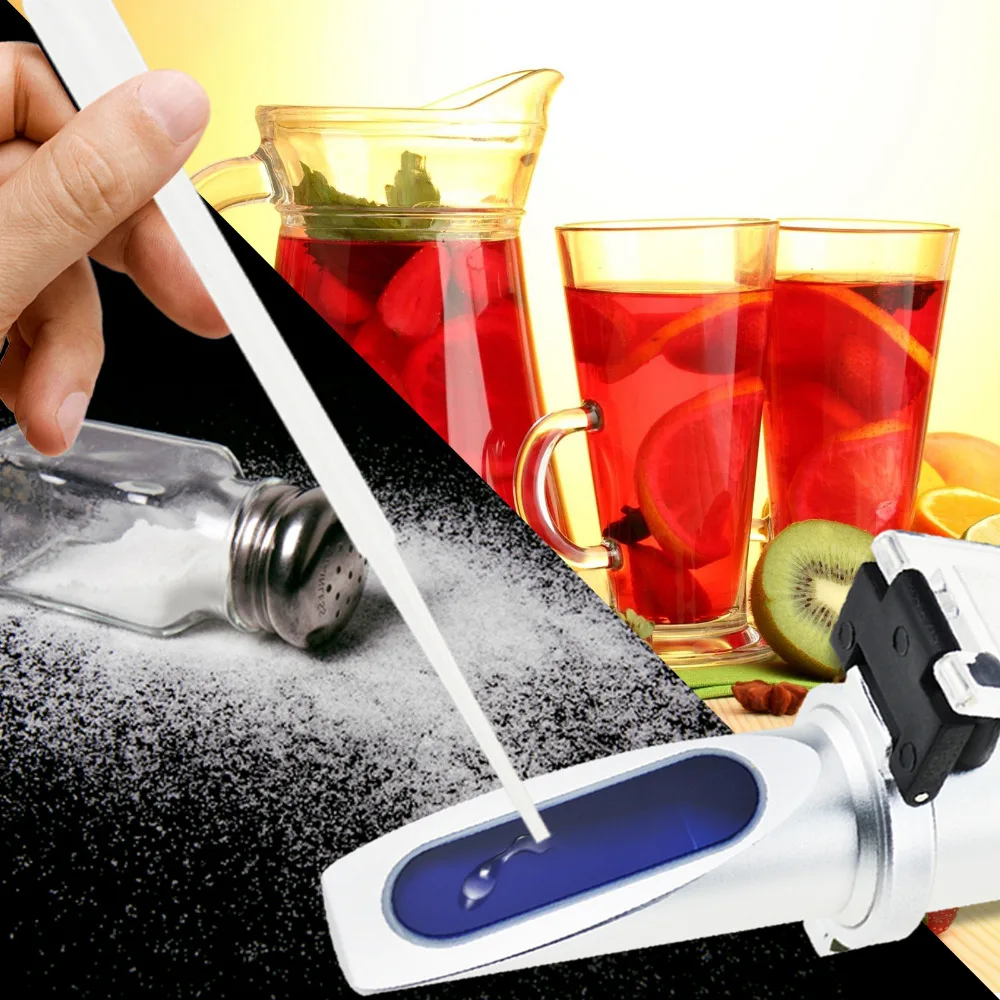 2in1 Brix Salinity Meter Refractometer Dual Scale With ATC Wine Beer Fermentation Fruit Juice Milk Clinical Laboratories