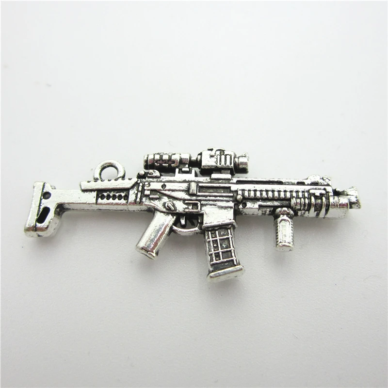 2018 New 10pcs/lot Silver M4  Automatic Rifle Dangle Charms Lobster Clasp DIY Bracelet Necklace Pendants Jewelry Hanging Charms