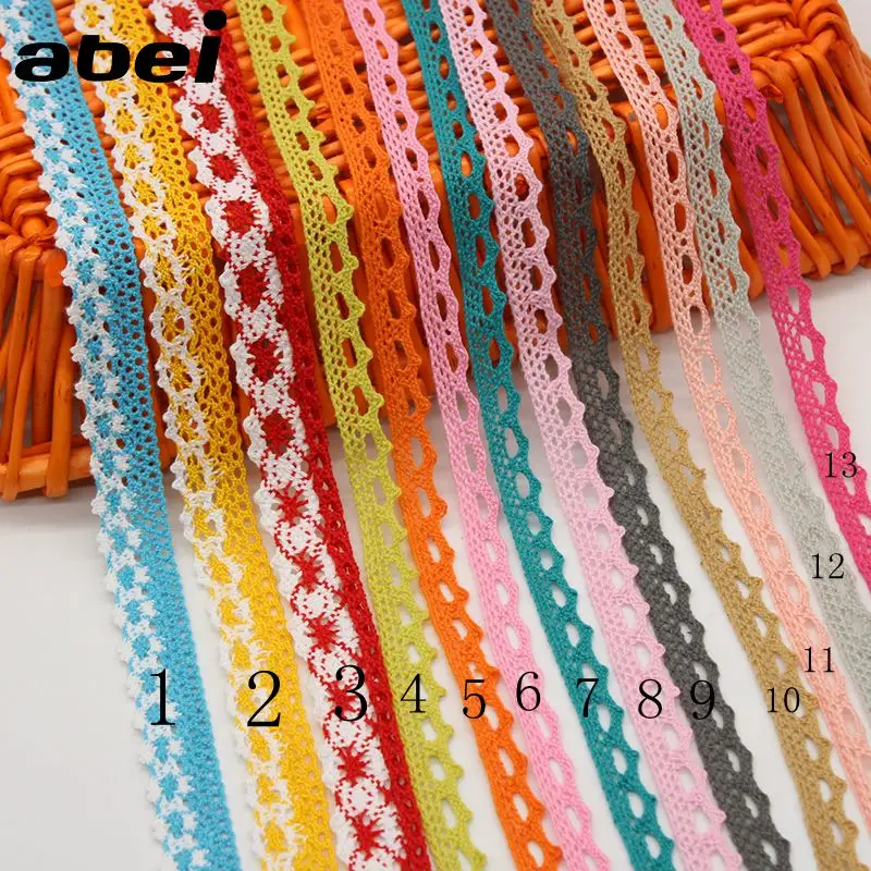 10yards/lot colorful Cotton Lace Ribbon DIY Sewing lace trimming Handmade Patchwork Cloth Hometexile Curtain Craft Accessories