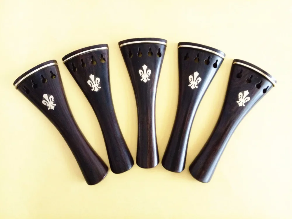 

4 pcs 4/4 violin tail string natural ebony full size violin accessories gold inlaid copper flower