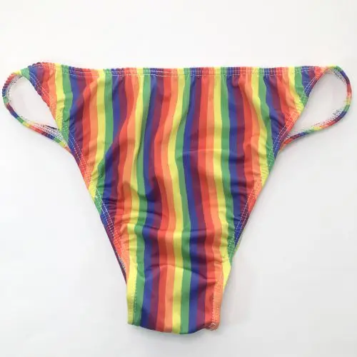 G3774 Mens String Bikini Stripe polyester nylon Spandex Narrow Waist Prints More Options Swim fabric
