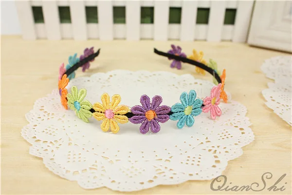 1PCS Sweet Colors Flowers Hairband For Girl Cute Silk Floral Hair Bands Kids Hair Bow Headband Hair Accessories For Women