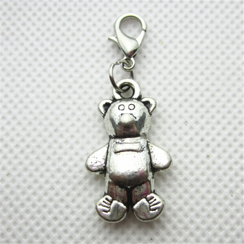 Hot Selling 20pcs/lot Bear Dangle Charms Lobster Clasp Charms DIY Bracelet&Bangles Jewelry Accessory Hanging Charms