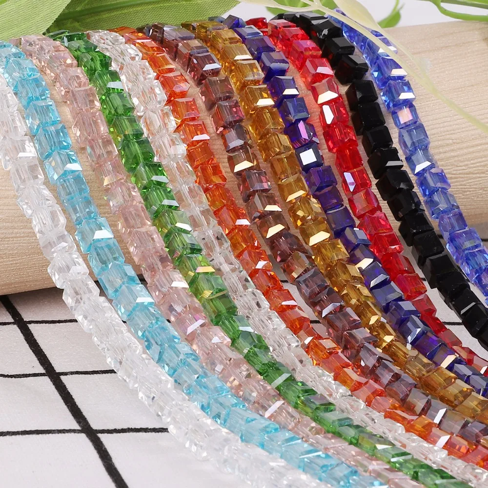 Square Shape Upscale Austrian Crystal Beads Transparent Beads 2mm 3mm 4mm 6mm 8mm Bracelet Jewelry Making DIY Glass Loose Beads