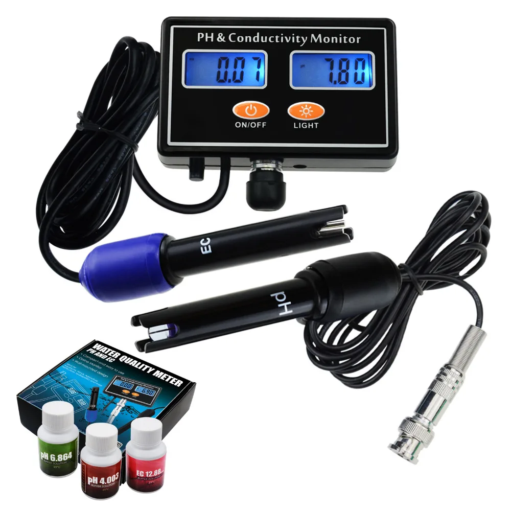 

Online PH & EC Conductivity Monitor Meter Tester ATC, Water Quality Real-time Continuous Monitoring, for Aquarium, Pond