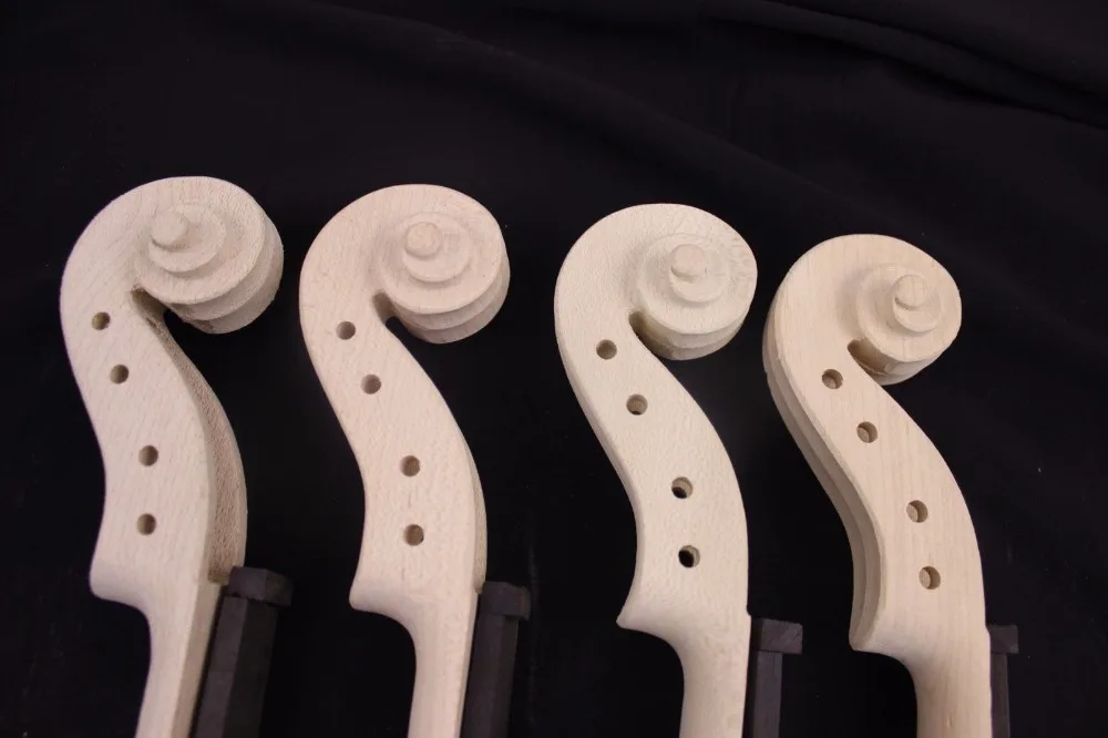 4pcs hand carved Student Maple White Violin Neck 4/4 size Violin Parts