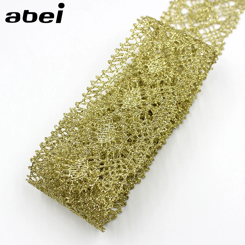 5 cm 10 yards Vintage Goud Kant Trims Kant Stof Voor Kledingstuk Naaien Accessoires Applique Bruiloft Ambachten