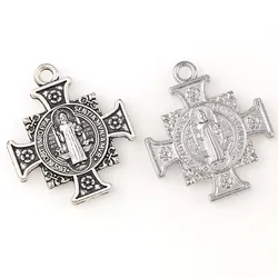 2 Color Medal Of Saint Benedict In Cross Jesus Christian Jewelry Crosses Charms St Benedict Crucifix Pendants For Pendants Neck