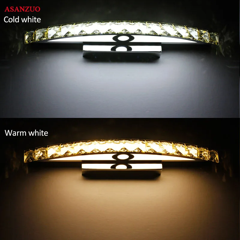 AC110V220V Bathroom LED Mirror Light Stainless Steel Crystal Wall lamps Make-up lamps Bathroom Lights 44cm/54cm