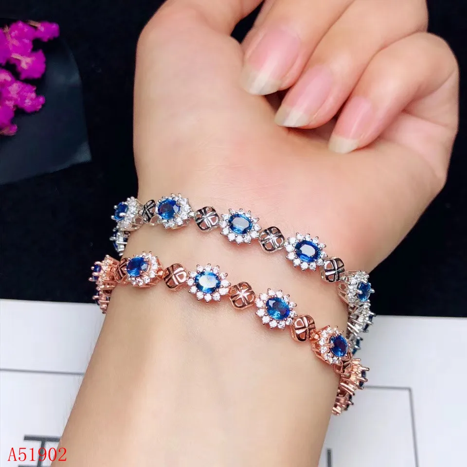 

KJJEAXCMY boutique jewelry 925 sterling silver inlaid natural sapphire bracelet female support test na