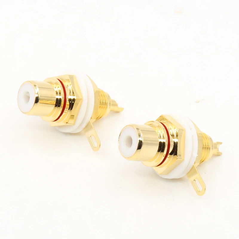 10PCS RCA Female Chassis Panel Mount Jack Socket Connector 24K Gold Plated