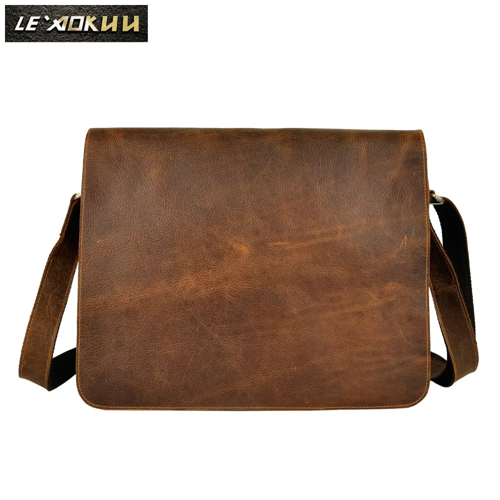 

Quality Leather Male Design Casual Shoulder Messenger Crossbody bag Fashion Laptop Satchel University School Student bag A063-b