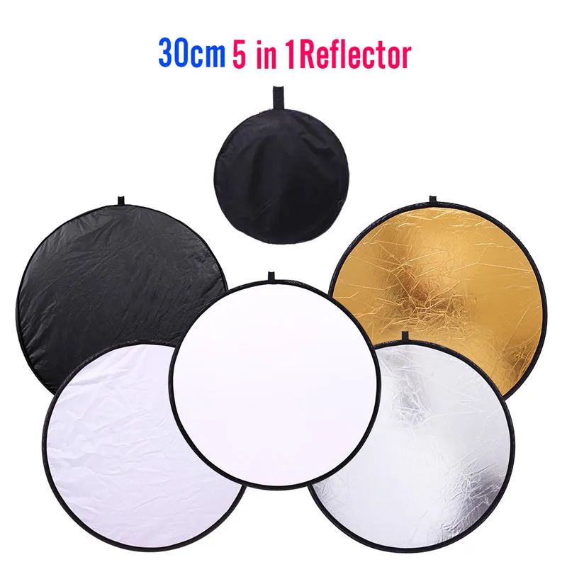 30CM 5 IN 1 Round Photography Reflector Collapsible Photo Studio Photo Reflecotor Photographic Lighting Reflector Drop Ship