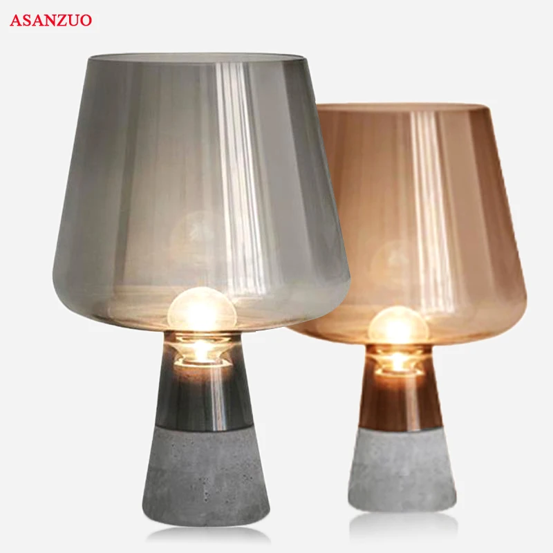 

Dia 25 x H 38cm Cement table lamp for Bedroom living room bedside home decoration Glass desk Lamp Retro Nordic Luminaires