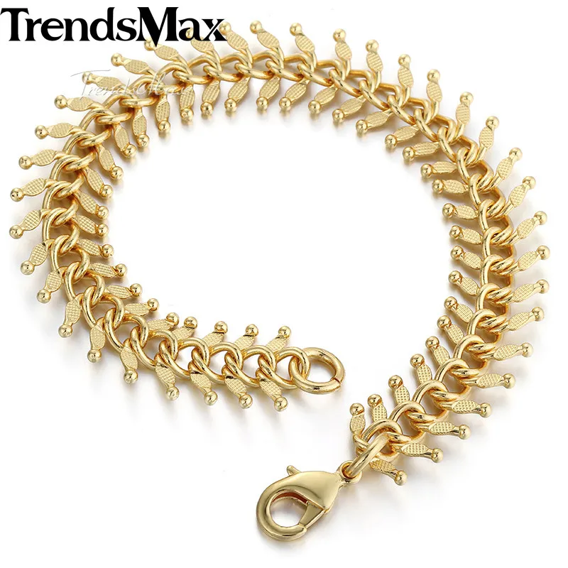14mm 20cm 23cm 585 Rose Gold Color Men\'s Bracelet for women Centipede Link Chain GB275