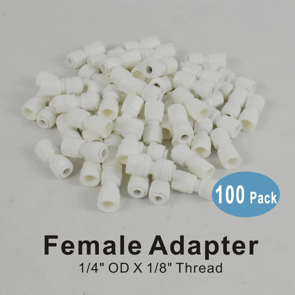 

100 PACK OF Female Adapter 1/8" Thread to 1/4-Inch Quick Connector Fittings for Water Filters and Reverse Osmosis Systems