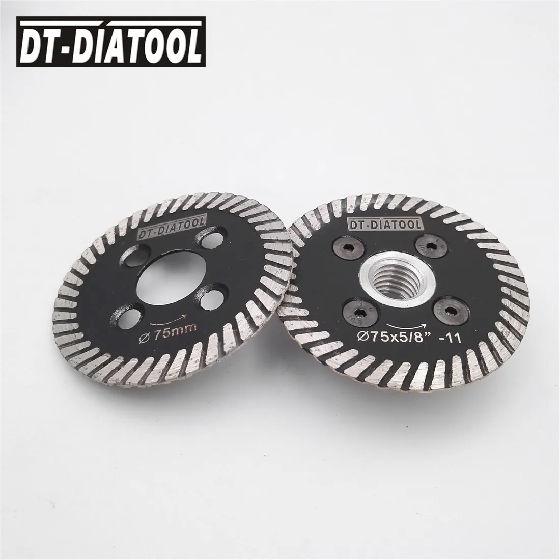 DT-DIATOOL 1pc Dia 75mm Hot pressed mini carving disc turbo diamond Segmented Engraving saw blade with removable 5/8-11 flange