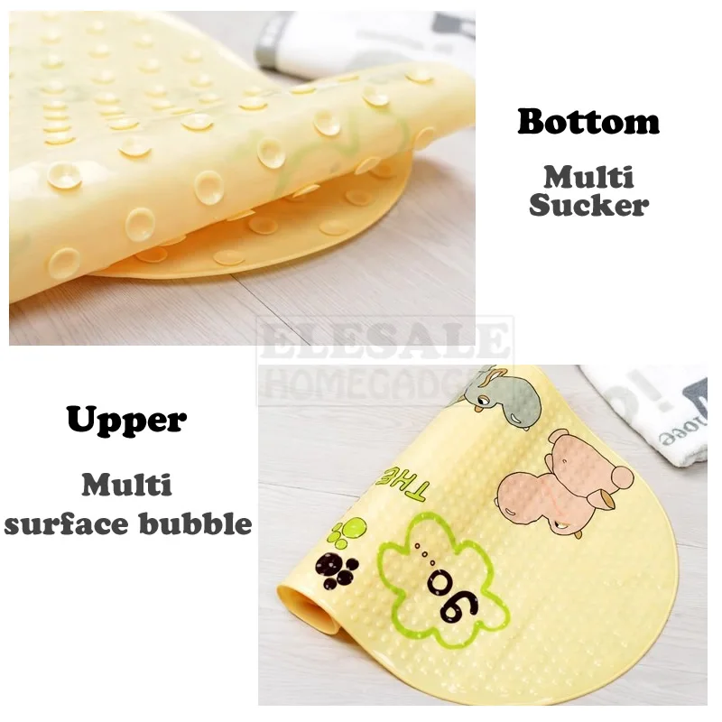 Cute Cartoon Anti-Slip PVC Bath Mats With Sucker 38cm*69cm Bathroom Multi-Color Carpet Bathtub Non-Slip Shower Soft Massage Pad