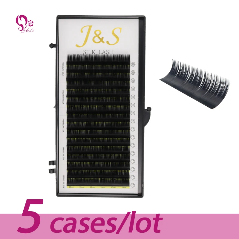 

J&S 5cases silk eyelash extension 0.03 0.05 0.07 0.10 0.15mm mega volume Cashmere lashes