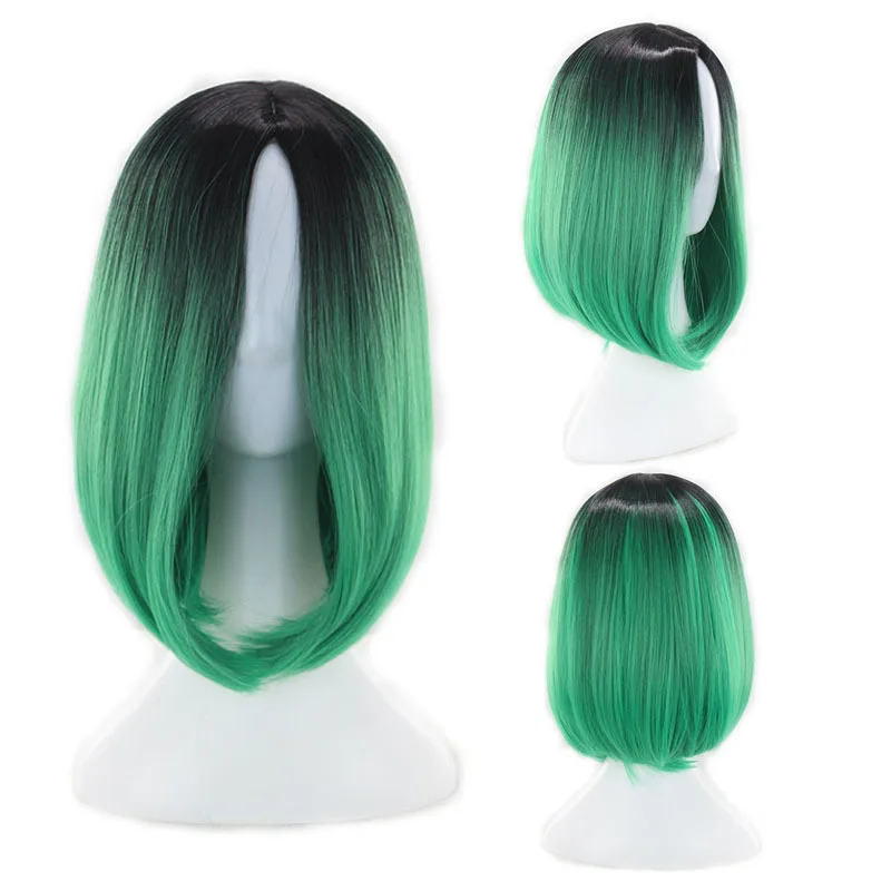 Similler Highlight Women Short Synthetic Wigs Ombre Hair For Cosplay Halloween Costume Black T Blue Green Purple Grey Yellow