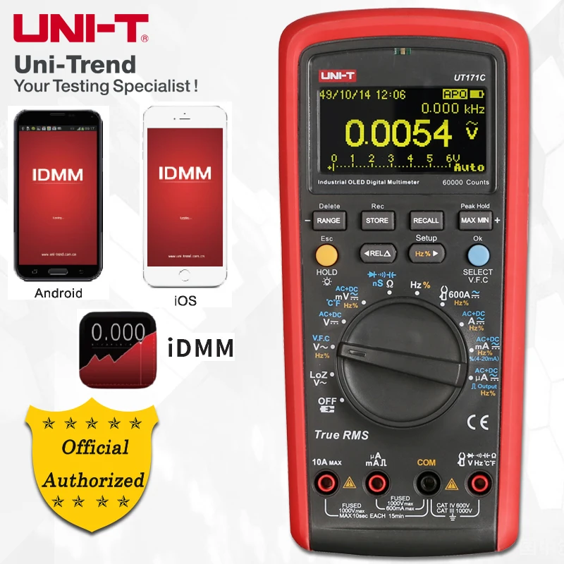 UNI-T UT171A/UT171B/UT171C Industrial True RMS Digital Multimeters; VFC Measurement, USB/Bluetooth Communication