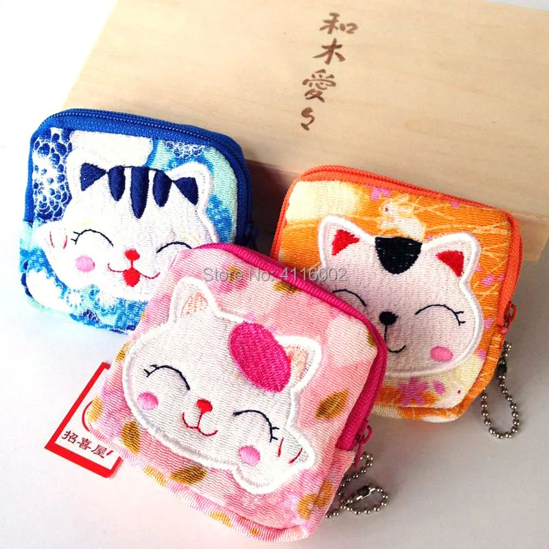 Lovely Women Purse Lucky Cat Small Zero Wallet Cloth Coin Purses Canvas Bag Women Student Gift Wholesale