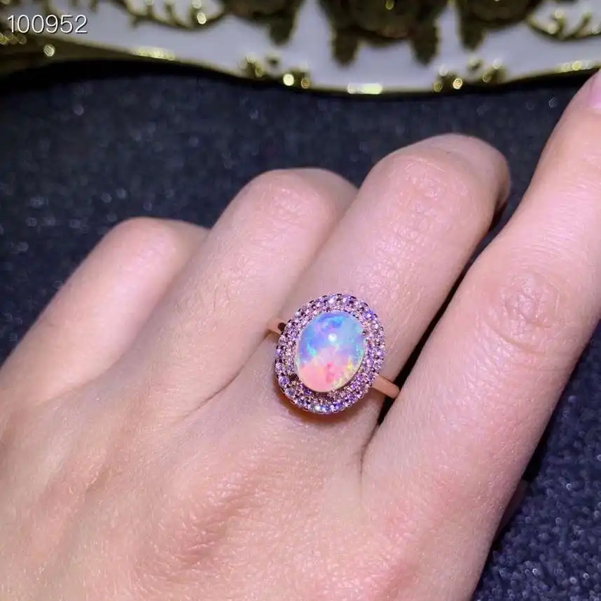 Kjjeaxcmy Boutique Schmuck reines Silber eingebettet Natur opal Stein Luxus Ring Unterstützung Erkennung