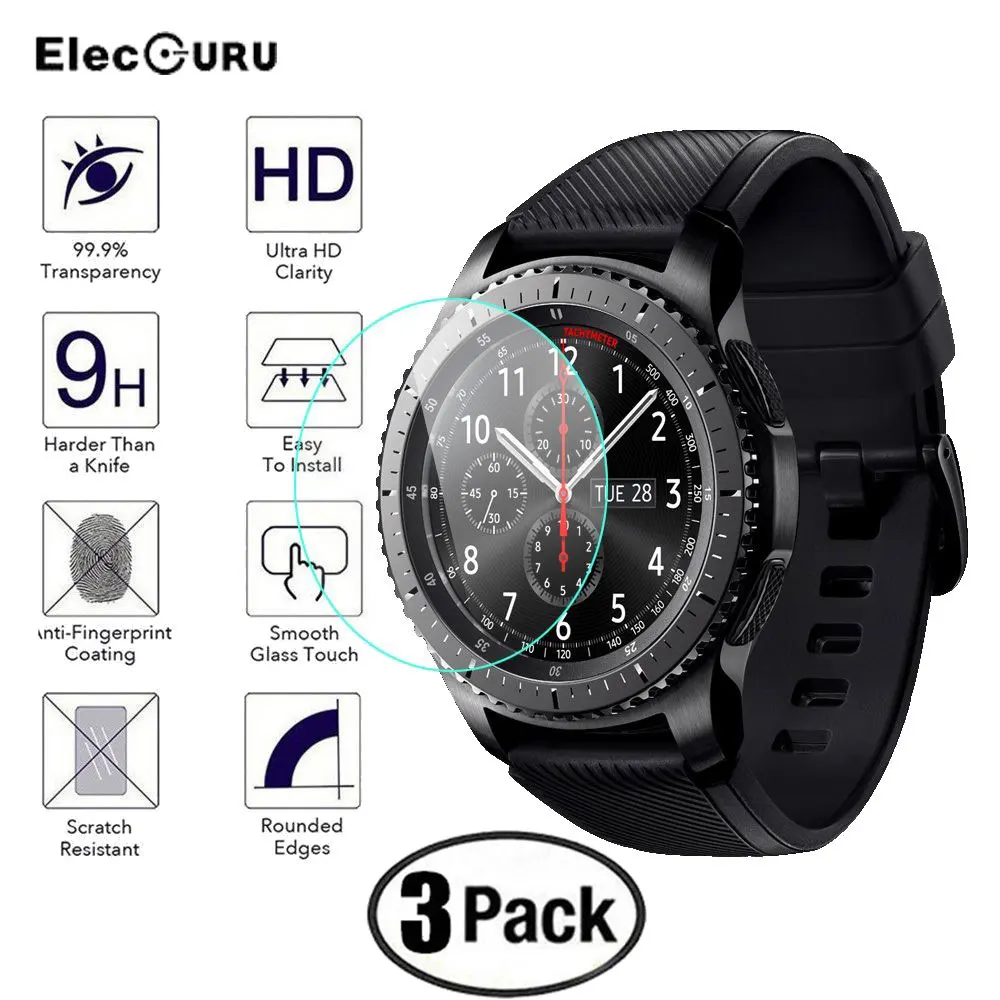 3Pcs Screen Protector Tempered Glass for Samsung Gear S3 Frontier/Classic Watch 9H Anti Scratch Explosion-proof Protective Glass