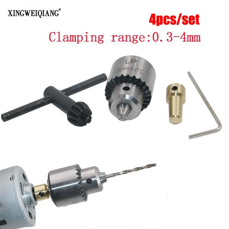 Micro Motor Drill Chucks Clamping 0.3-4mm Jt0 Taper Mounted Drill Chuck With Chuck Key 3.17mm Brass Mini Electric Motor Shaft