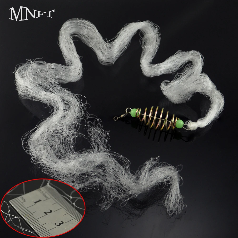 MNFT 2Pcsc Single Mesh Multifilament Copper Spring Shoal Fishing Net With Luminous Beads Carp Fishing