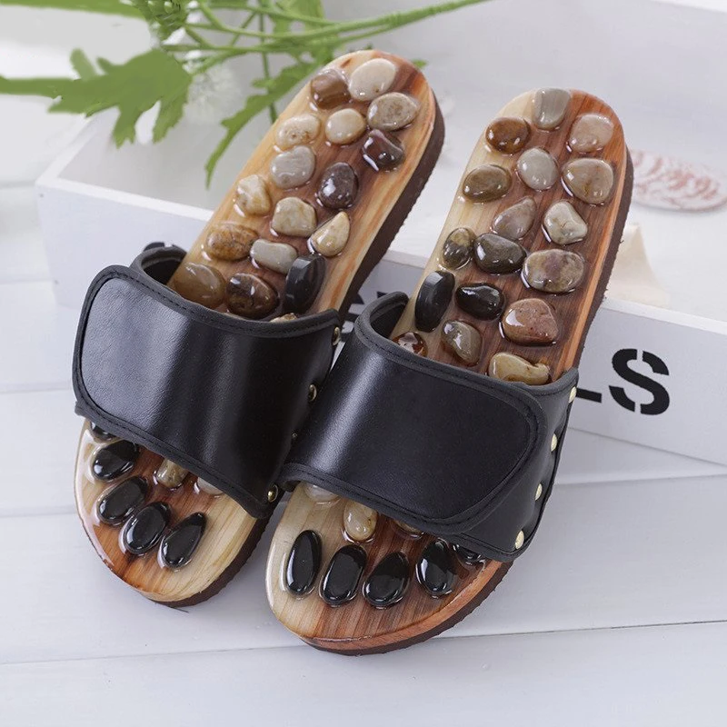 

Women Acupressure Massage Slippers with Stone Therapeutic Reflexology Sandals for Foot Acupoint Massage Shiatsu Slipper Massager