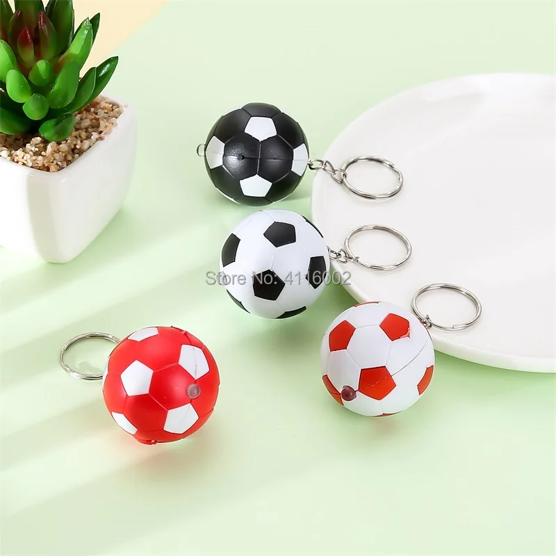 200pcs LED Mini Football Keychains Plastic Football Keyrings with Flashlight for Sports Gifts Party Favor