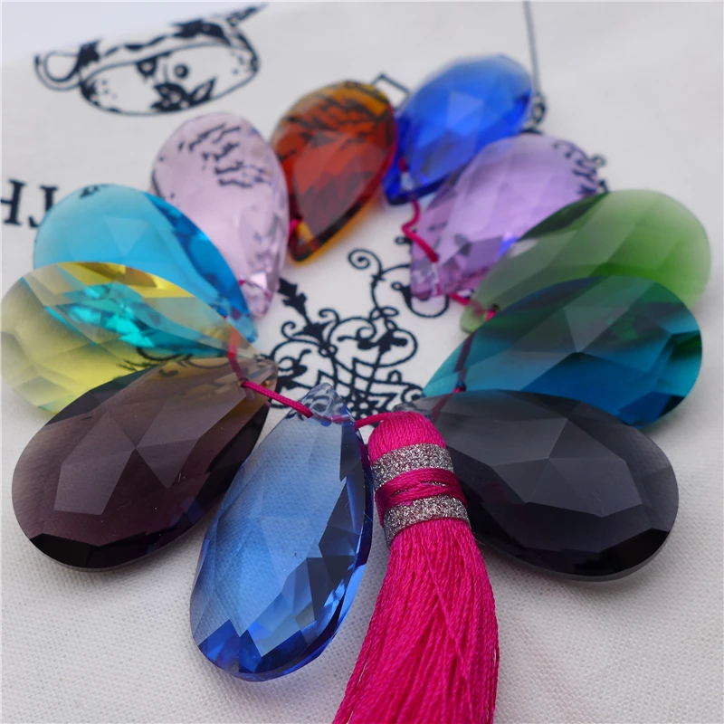 pear shape pendant crystal water drop bead 16/22/28/38 mm earring necklace diy accesories mix color chandelier glass lamp part