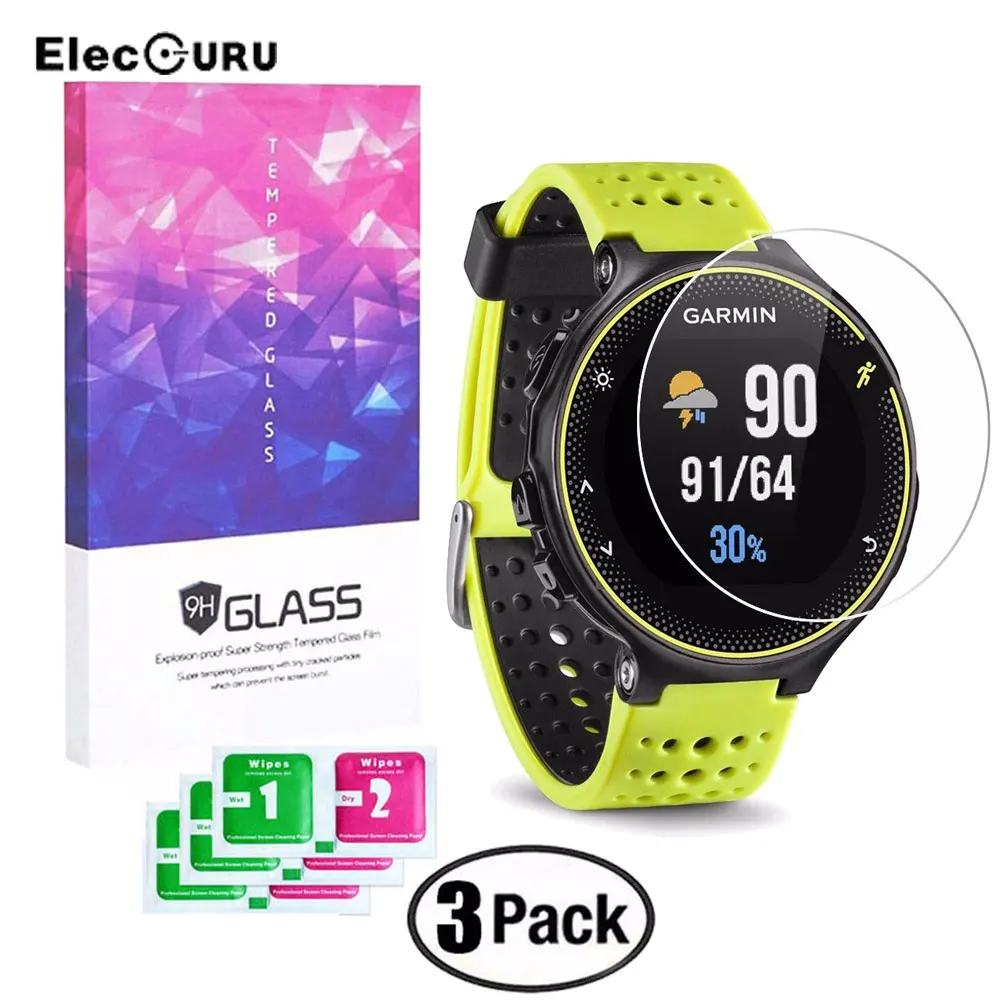 3 Pack Screen Protector Tempered Glass for Garmin Forerunner 235 GPS Watch Full Coverage 9H Explosion-proof Anti Scratch Film