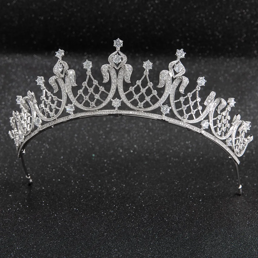 

Classic Crystals CZ Cubic Zirconia Wedding Bridal Royal Tiara Diadem Crown Women Prom Hair Jewelry Accessories CH10252