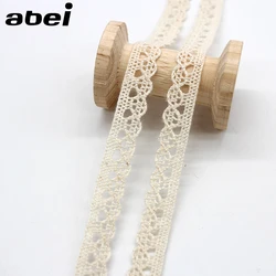 10yards/Lot 9mm Knitting Embroidered Beige Lace Cotton Ribbon Sewing Craft DIY Handmade Patchwork Child Colth Wedding Trim